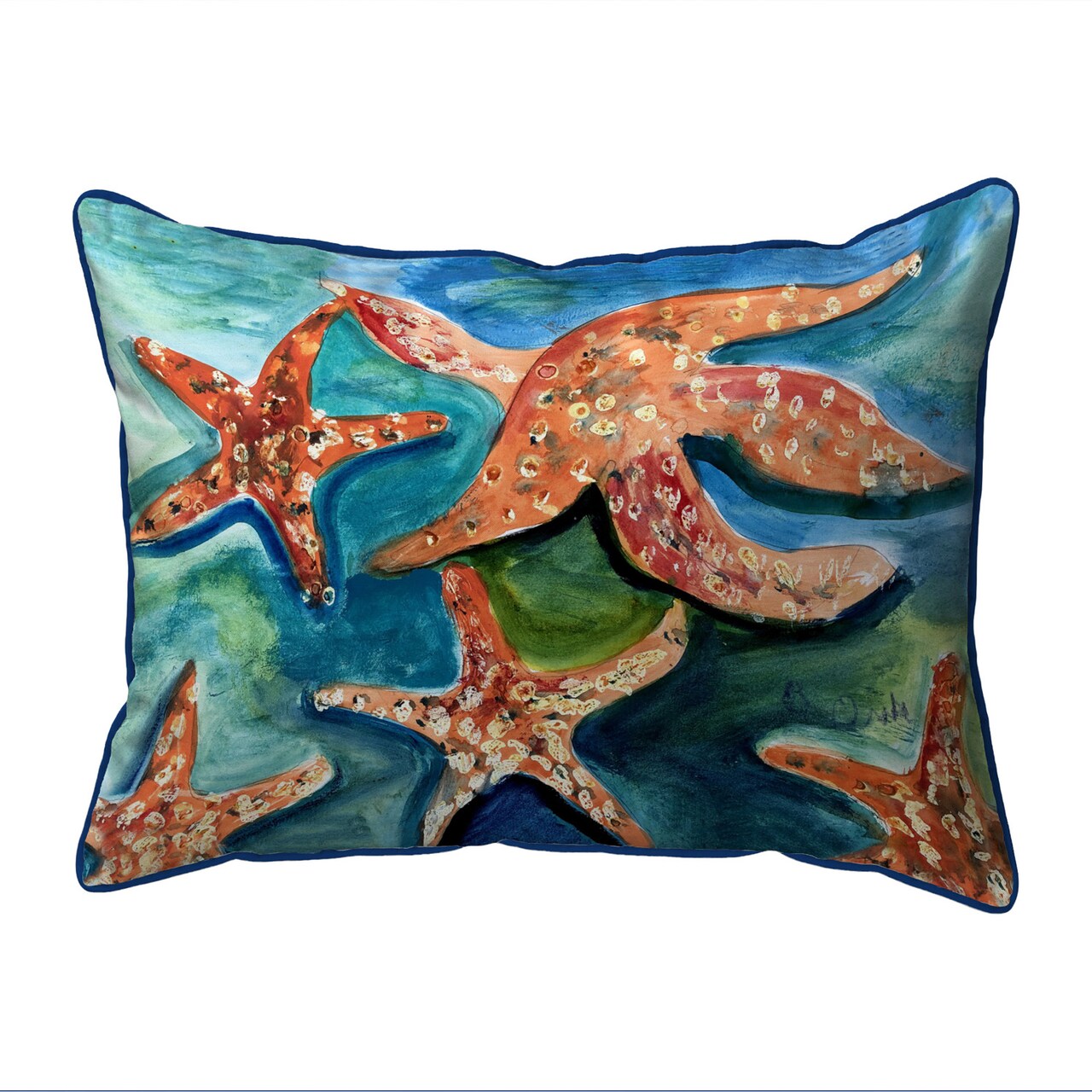 Betsy Drake Swimming Starfish Large Indoor/Outdoor Pillow 16x20